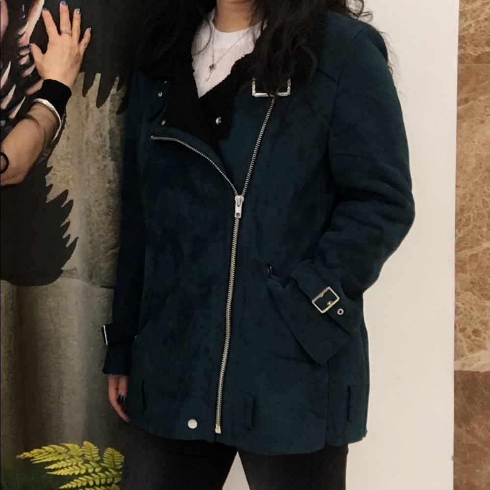 Forever21 forest green suede Moto jacket